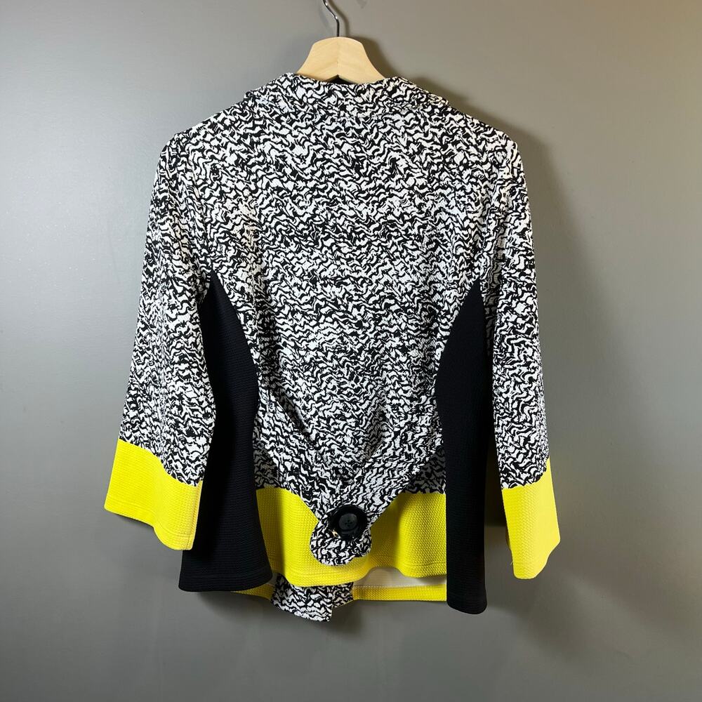 Artex Fashion Black & Yellow Lagenlook Lightweight Jacket w/Large Buttons Size L - Picture 2 of 8